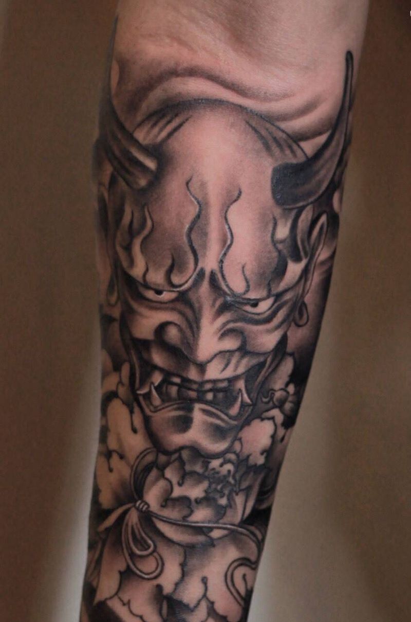 日式般若纹身图片_手臂新传统般若纹身图案