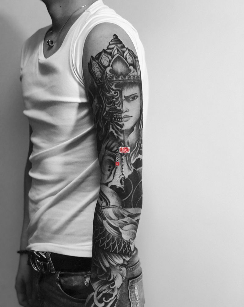 花臂纹身图片_手臂老传统纹身图案