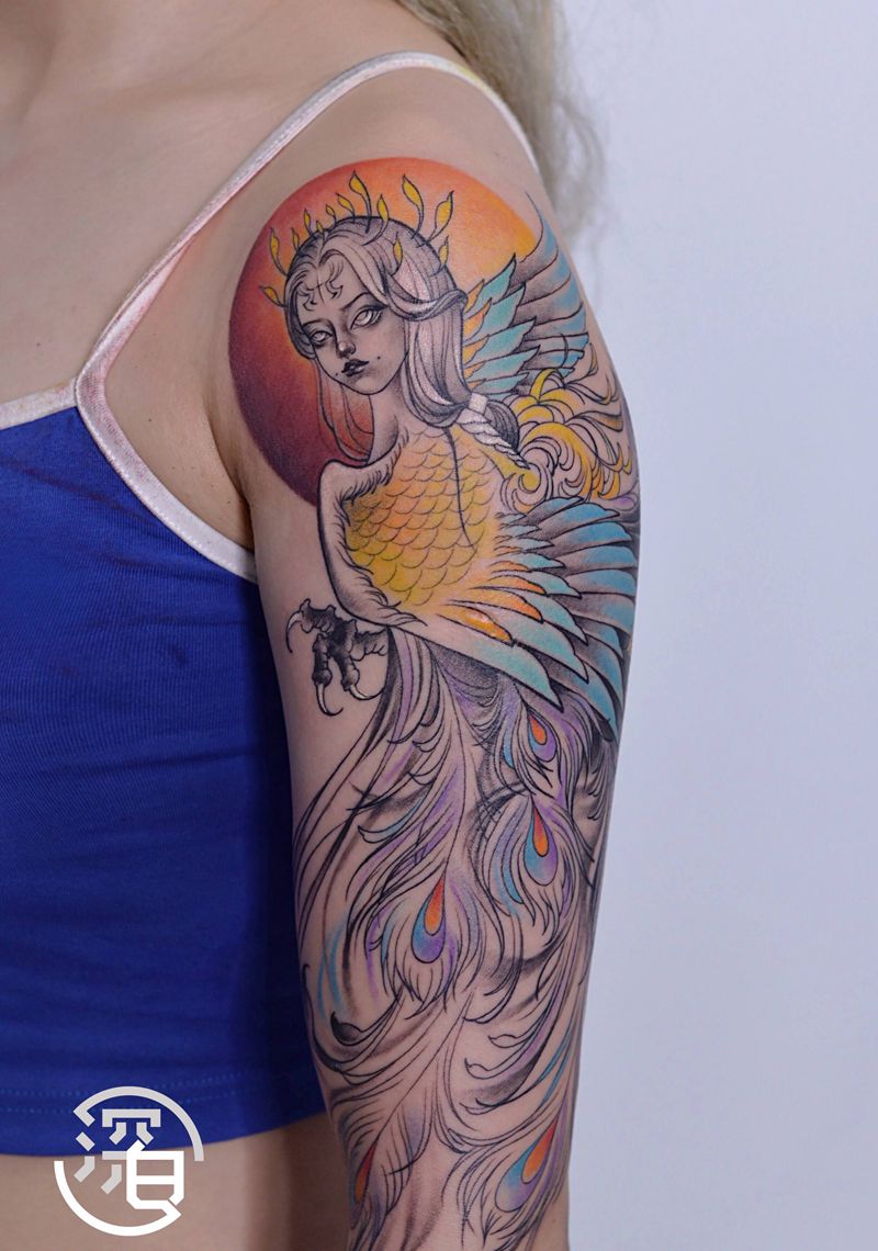 凤凰纹身图片_手臂手部New SchoolOld School凤凰纹身图案