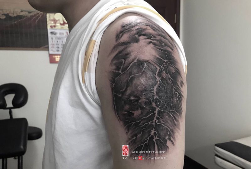 疤痕遮盖纹身图片_肩部纹身图案