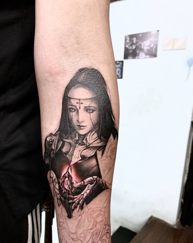 机械姬纹身图片_手臂欧美写实纹身图案