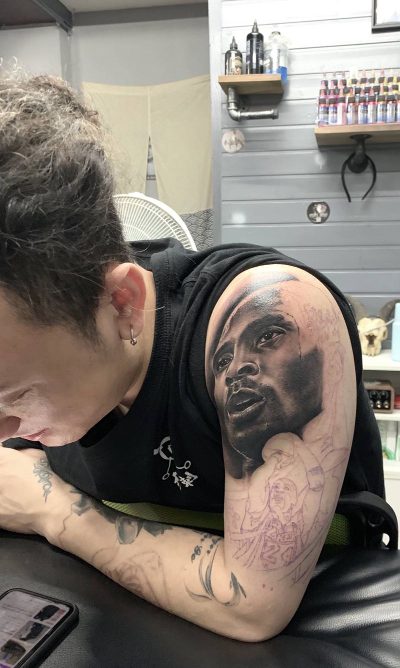 给店长做的新纹身 未完成纹身图片_手臂欧美写实纹身图案