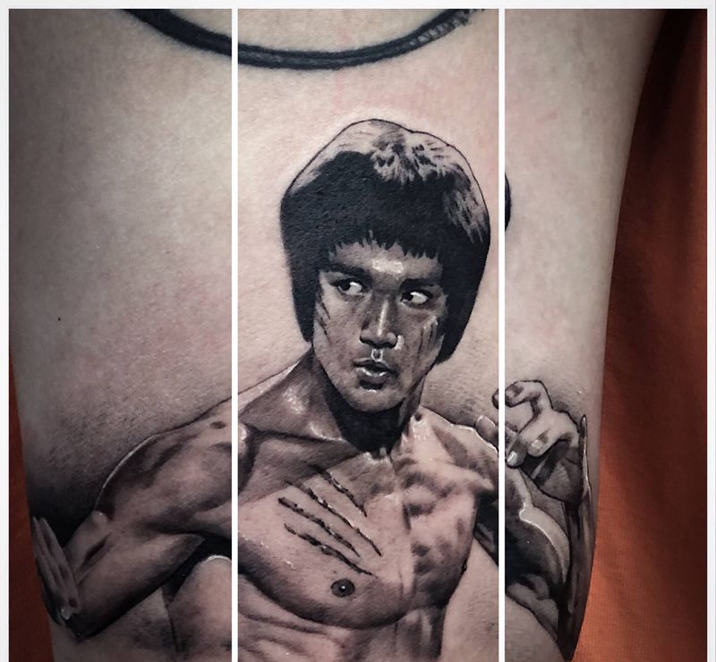 李小龙纹身图片_欧美写实纹身图案