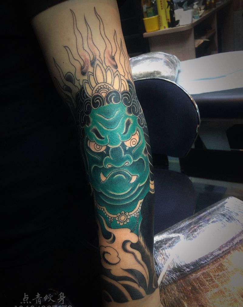 明王纹身图片_手部手臂新传统老传统纹身图案