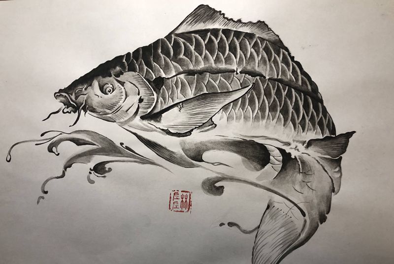 临摹无上考试作品集纹身图片_水墨纹身图案