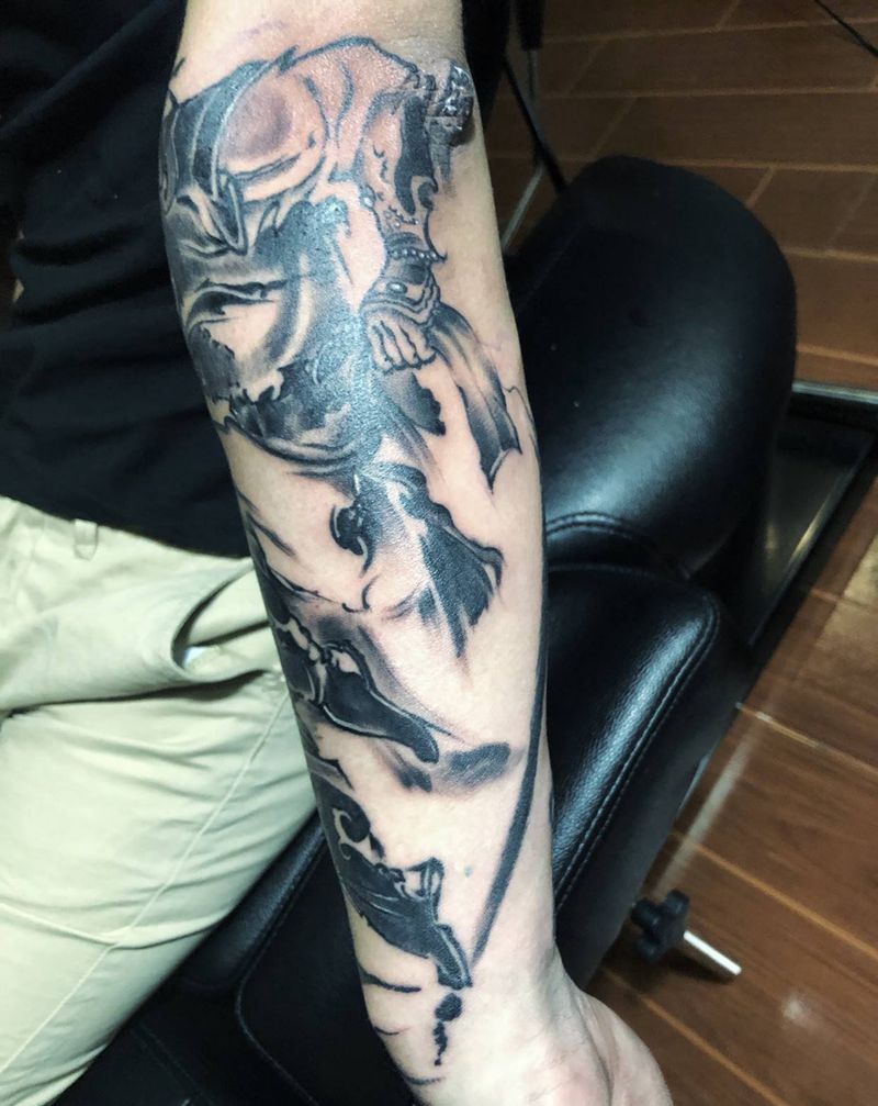 悟空纹身图片_手臂水墨纹身图案