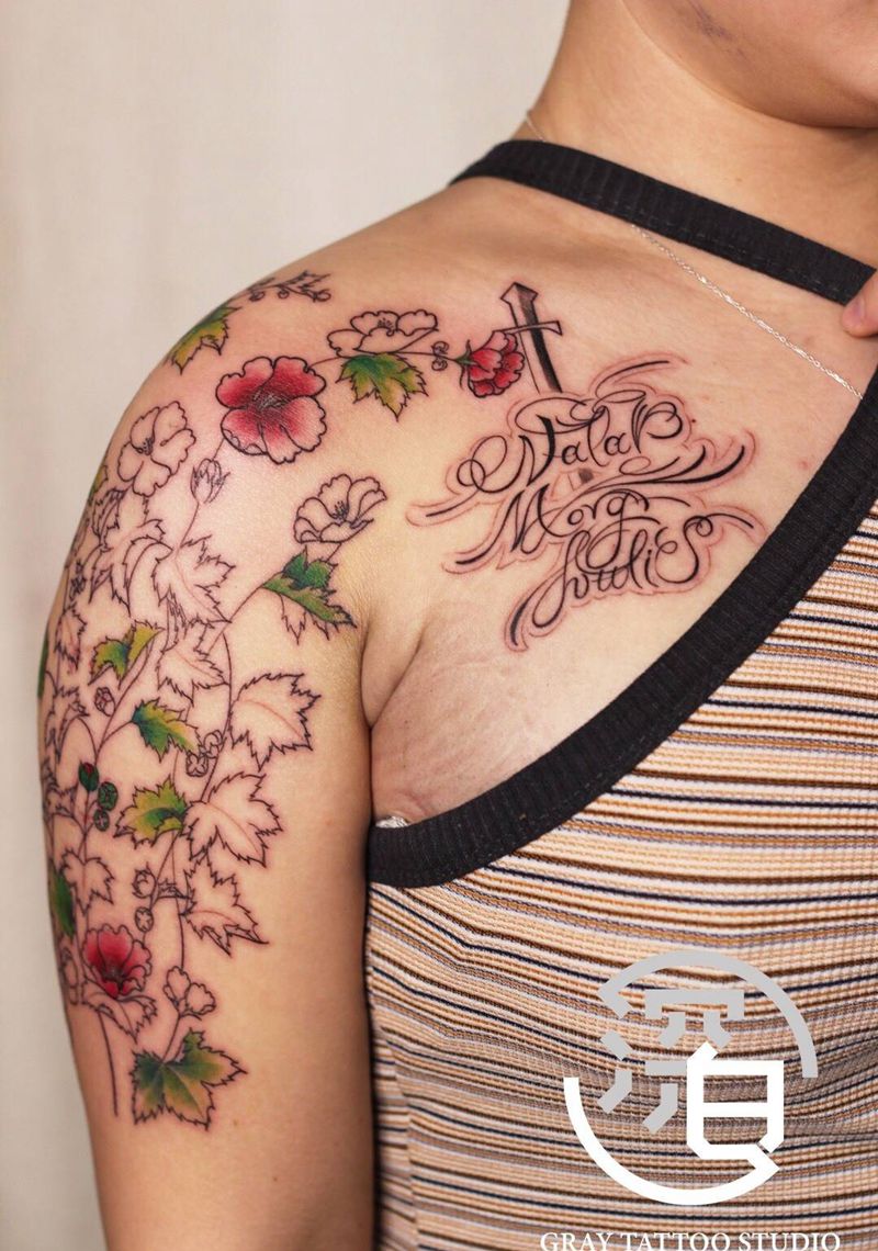 花体字设计纹身图片_手臂胸部花体字欧美写实花体字纹身图案