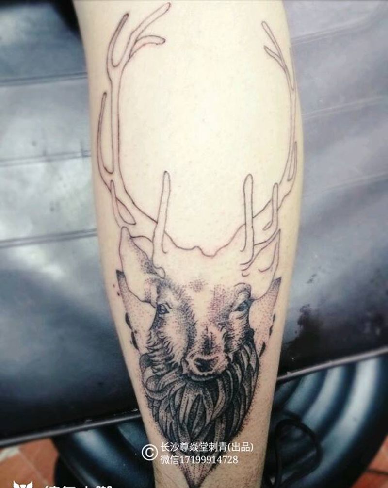 鹿头纹身图片