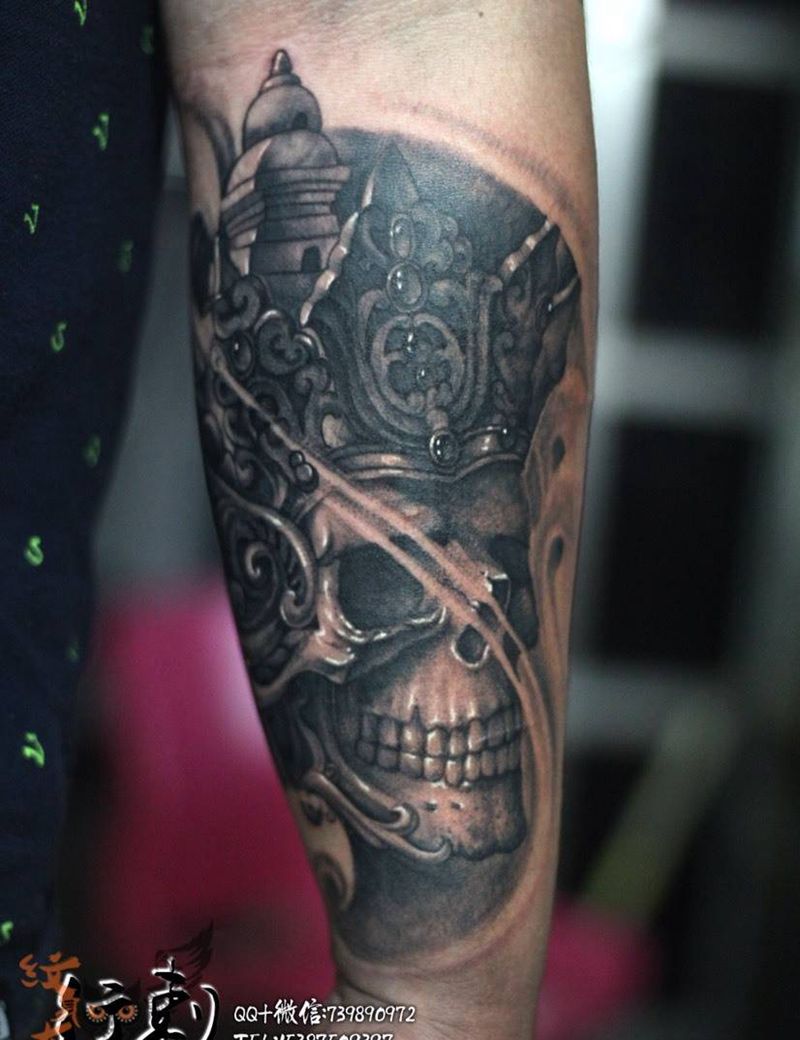 嘎巴啦纹身图片_手臂习俗写实鬼神宗教纹身图案
