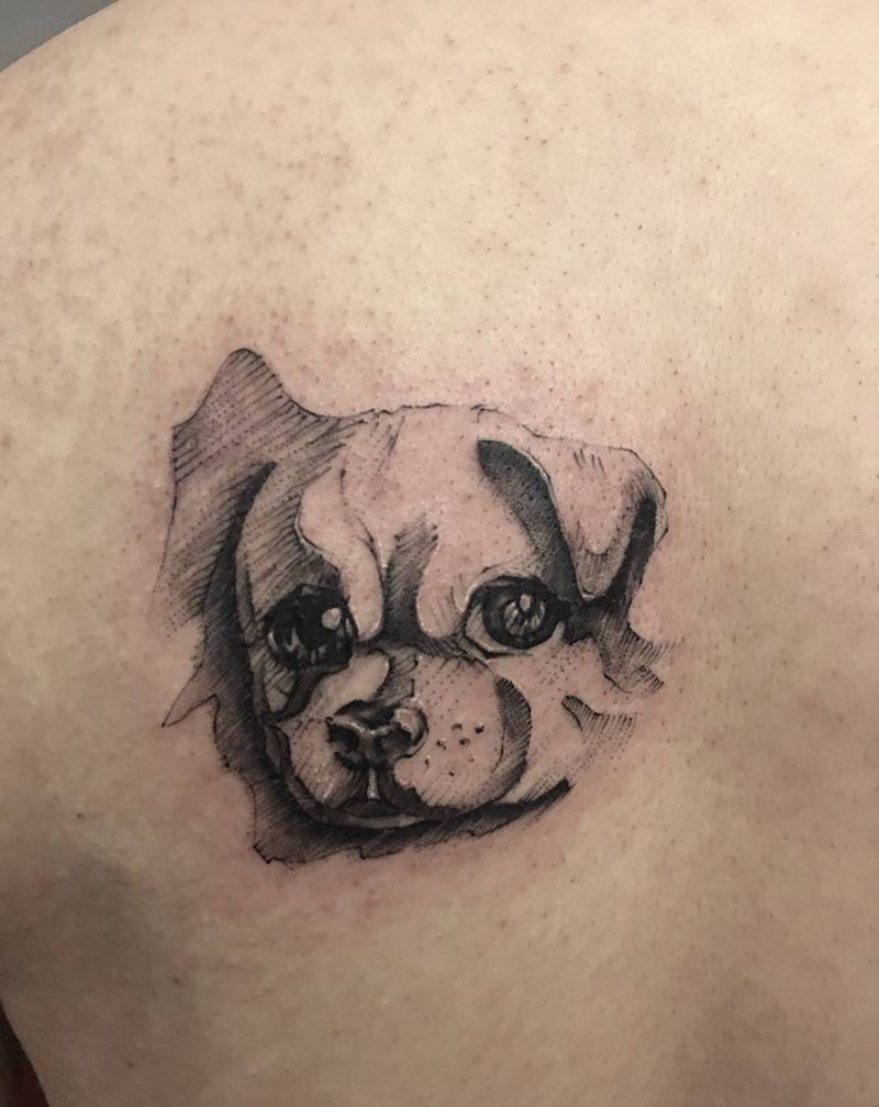 素描小狗纹身图片