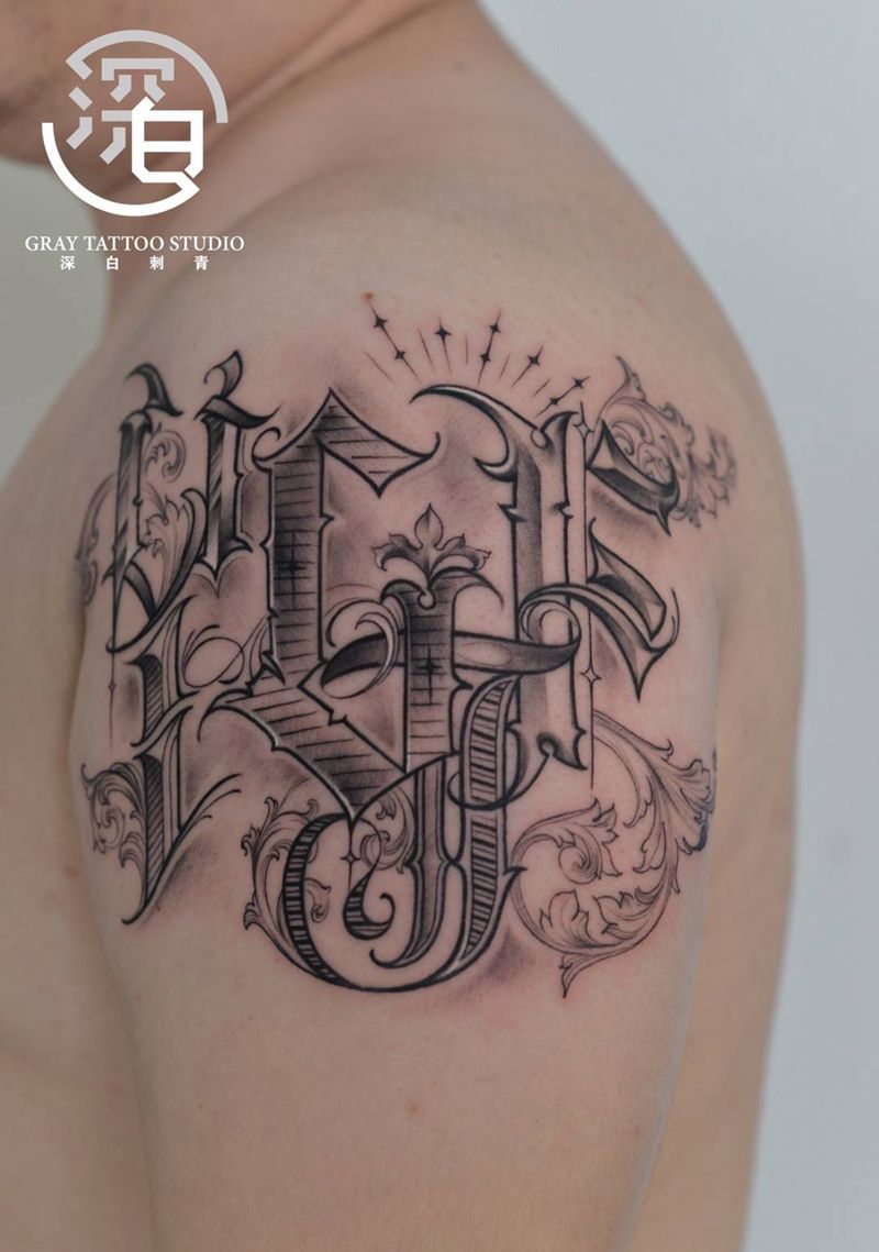 花体字纹身图片_手部手臂花体字花体字纹身图案