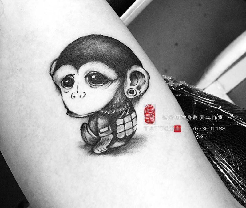 小猴子纹身图片
