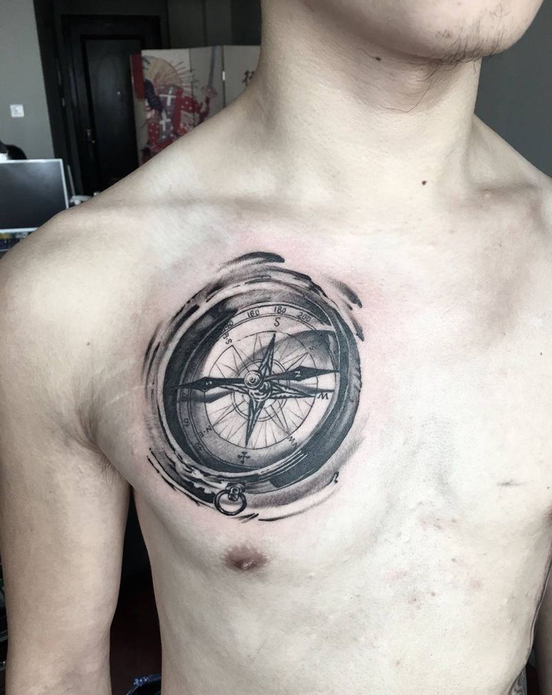 指南针纹身图片