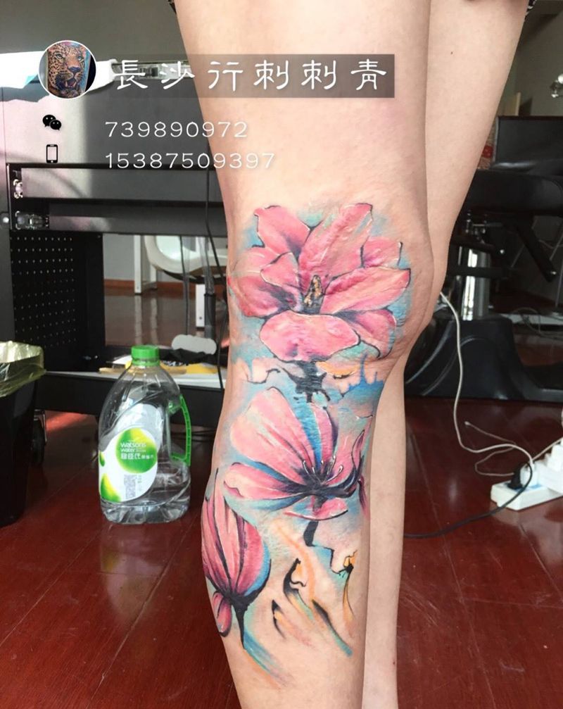 水彩 花纹身图片