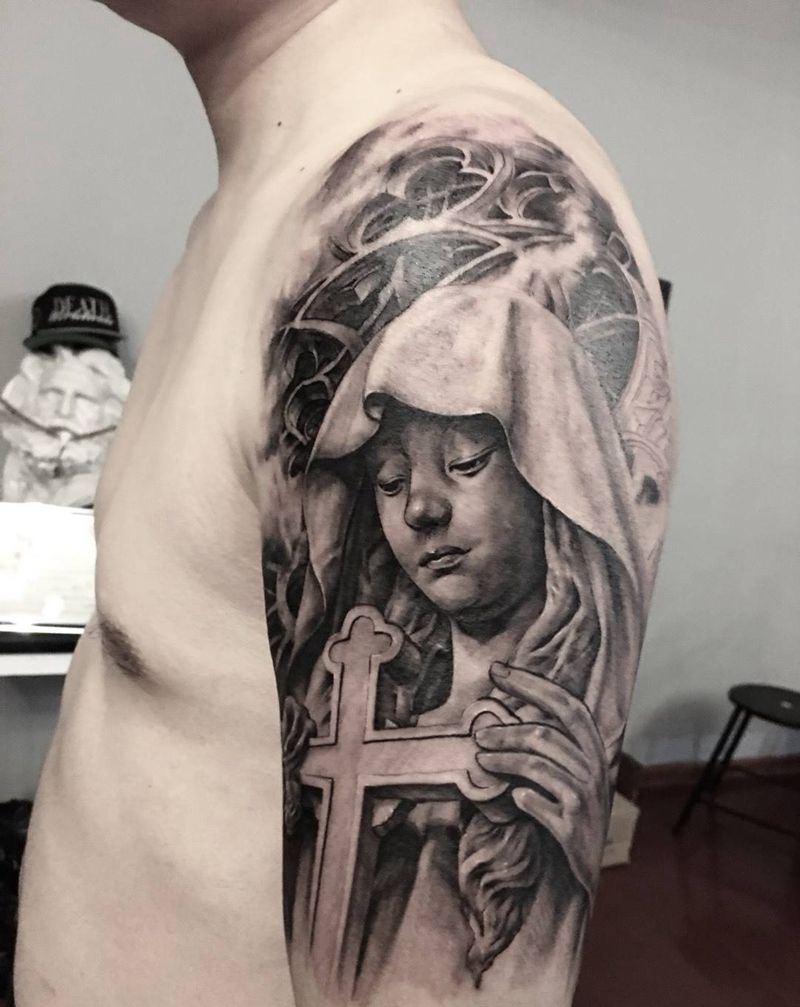 未完成 圣母纹身图片