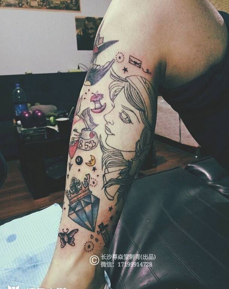 未完欧美花腿纹身图片