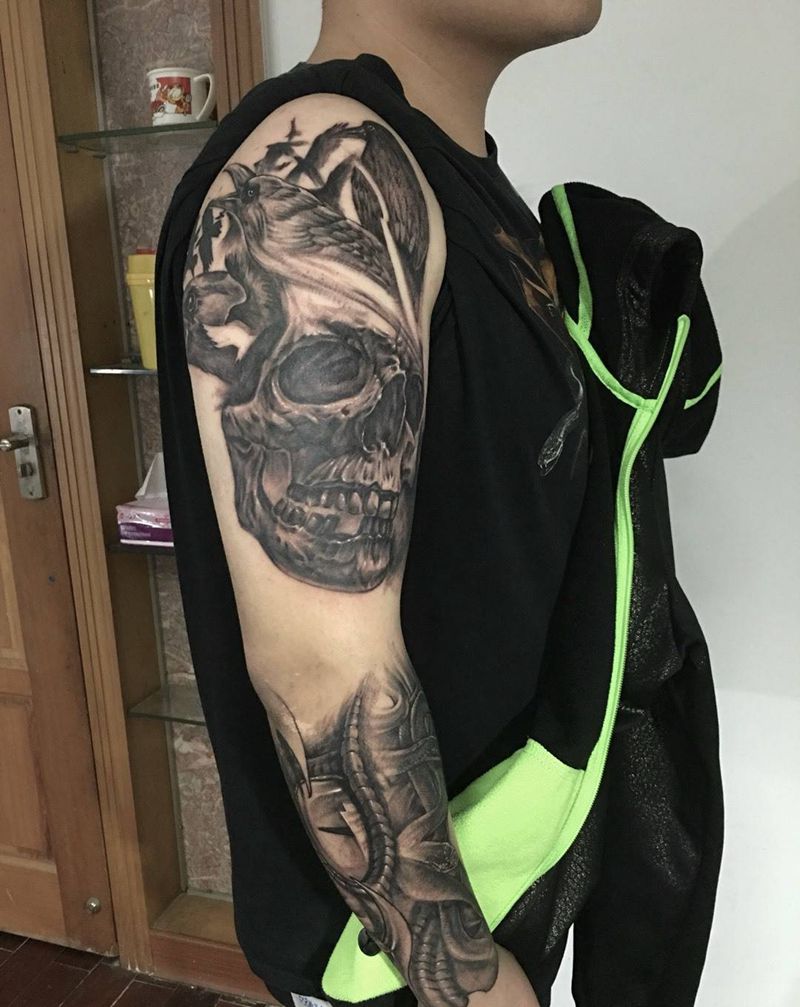 欧美花臂写实纹身图片