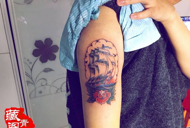 帆船⛵️纹身图片