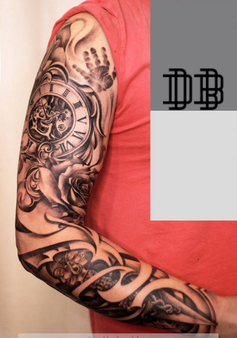欧美机械花臂纹身图片_手部手臂欧美写实图腾表纹身图案