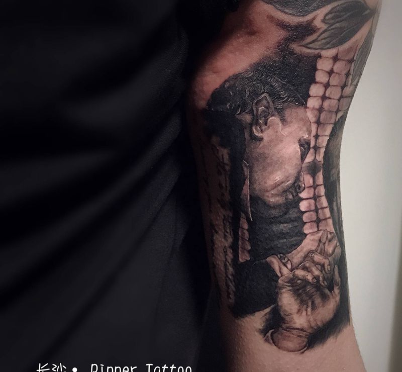 教父纹身图片_手臂欧美写实纹身图案