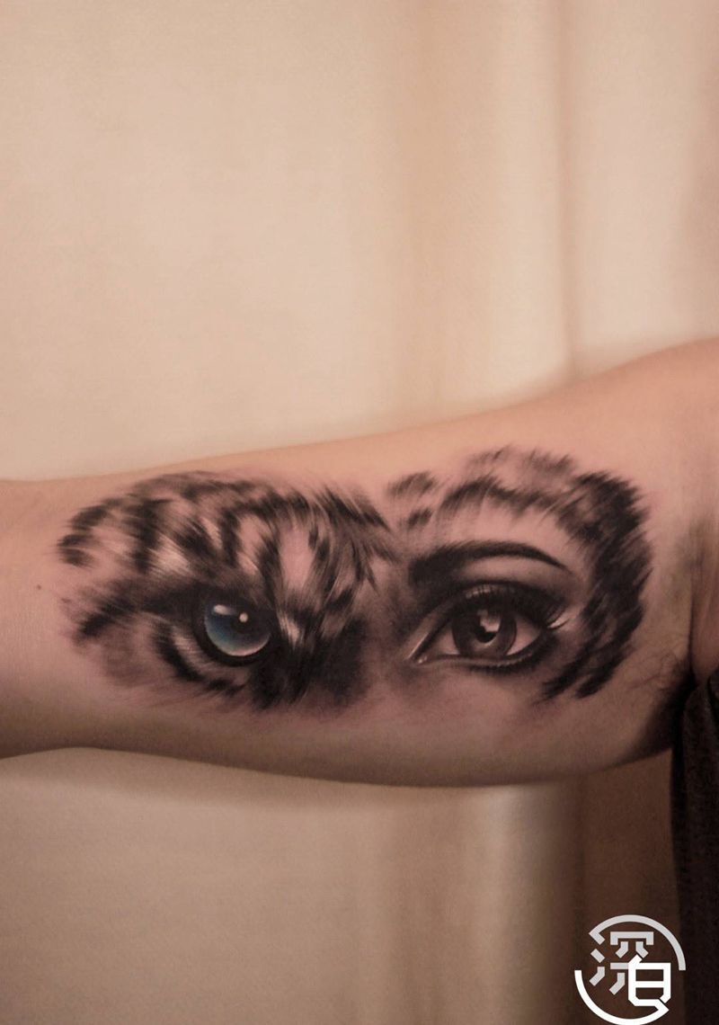 老虎纹身图片_手部手臂欧美写实老虎纹身图案