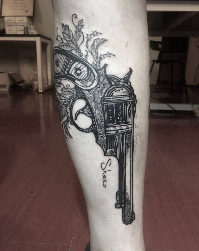 手枪纹身图片