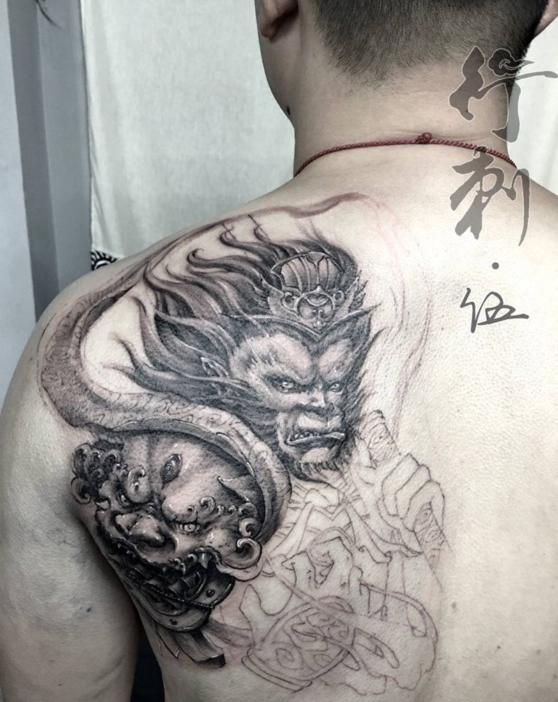 猴子 未完成纹身图片
