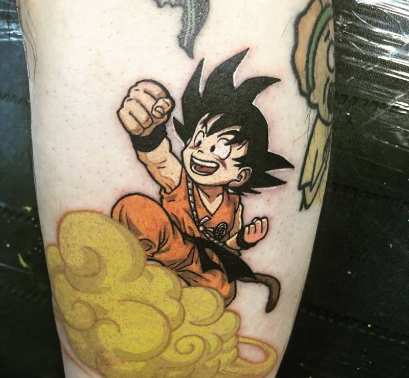 悟空纹身图片_腿部悟空纹身图案