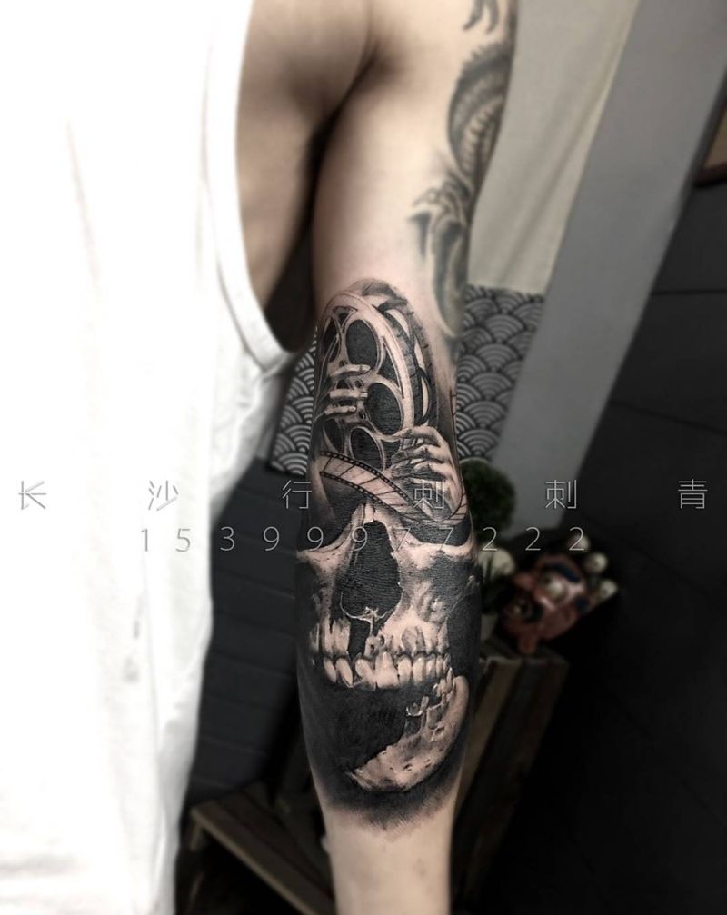 骷髅与电影纹身图片