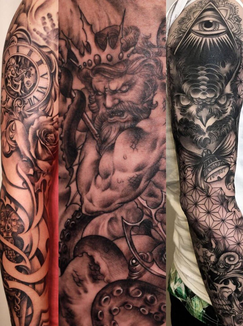 欧美花臂纹身图片_手臂欧美写实欧美纹身图案