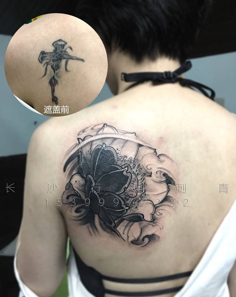 遮盖 花纹身图片