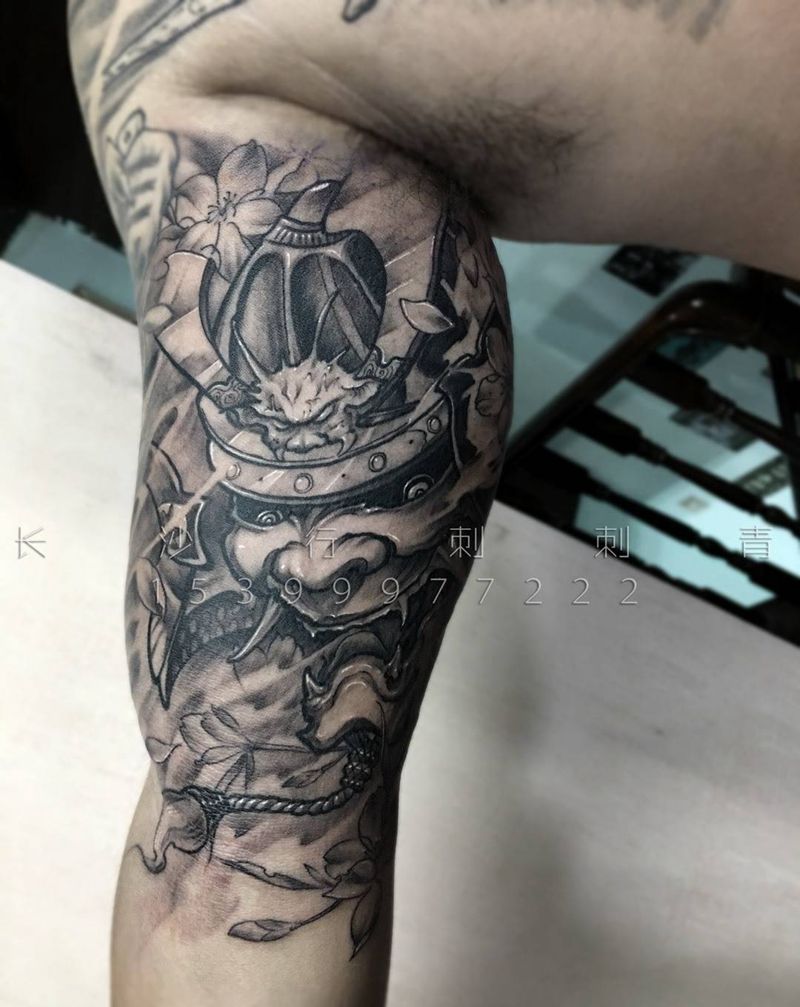 鬼武士纹身图片