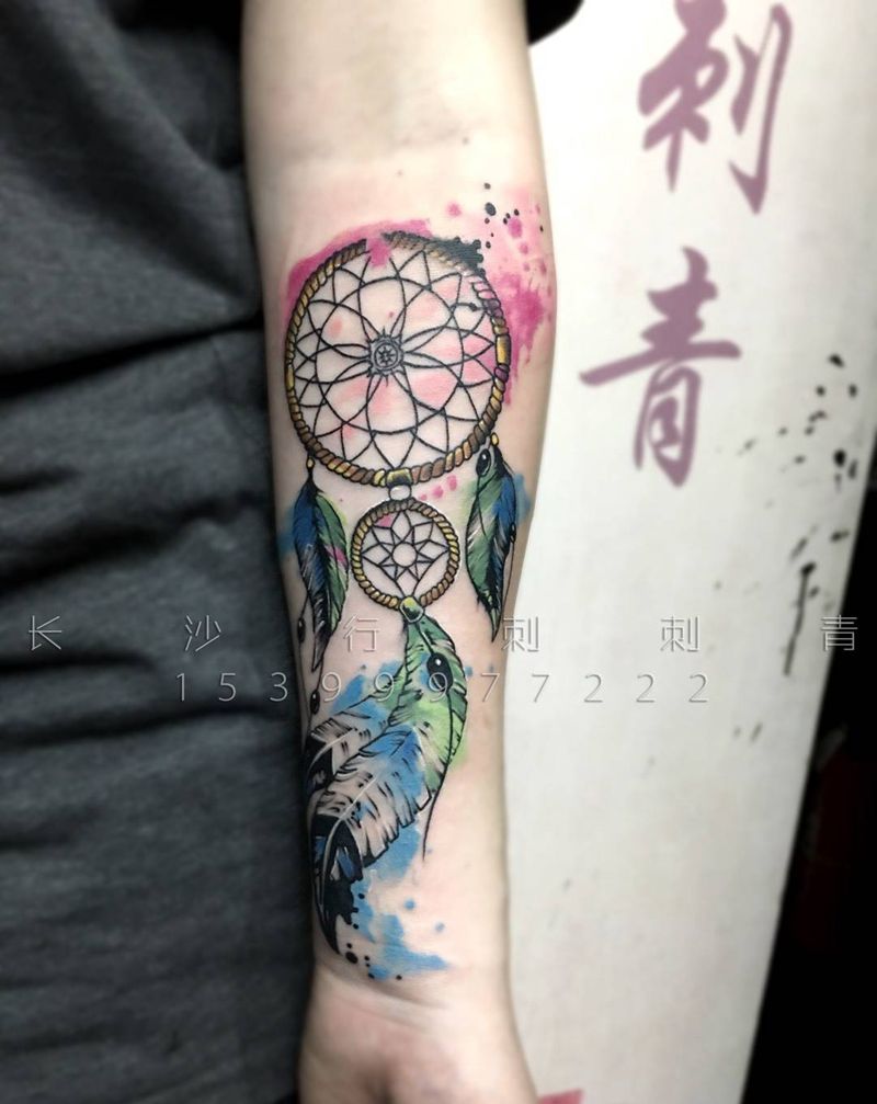 捕梦网纹身图片