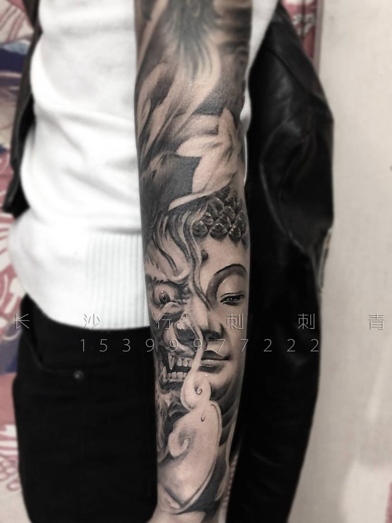 佛与魔纹身图片
