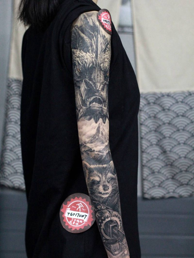 花臂作品纹身图片