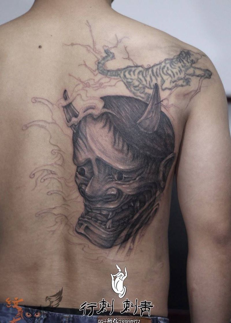 般若遮盖未完成纹身图片