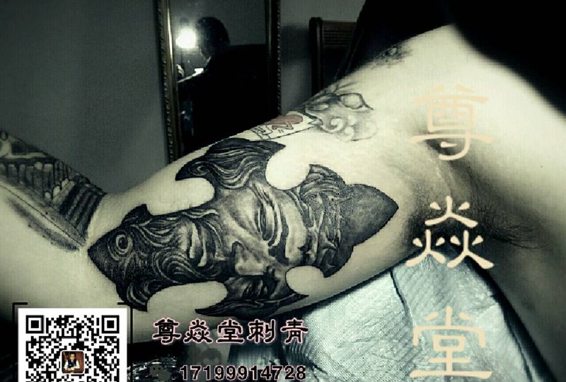 欧美纹身图片_手臂欧美肖像人物宗教成品纹身图案