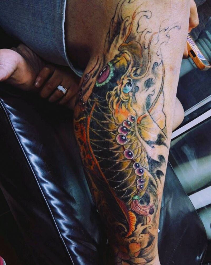 鲤鱼遮盖纹身图片