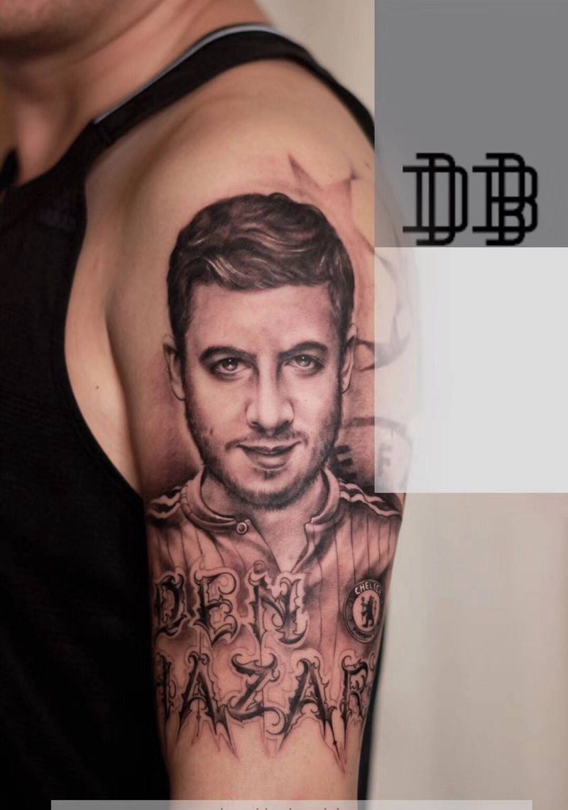 欧美人像纹身图片_手臂手部欧美写实花体字花体字肖像纹身图案