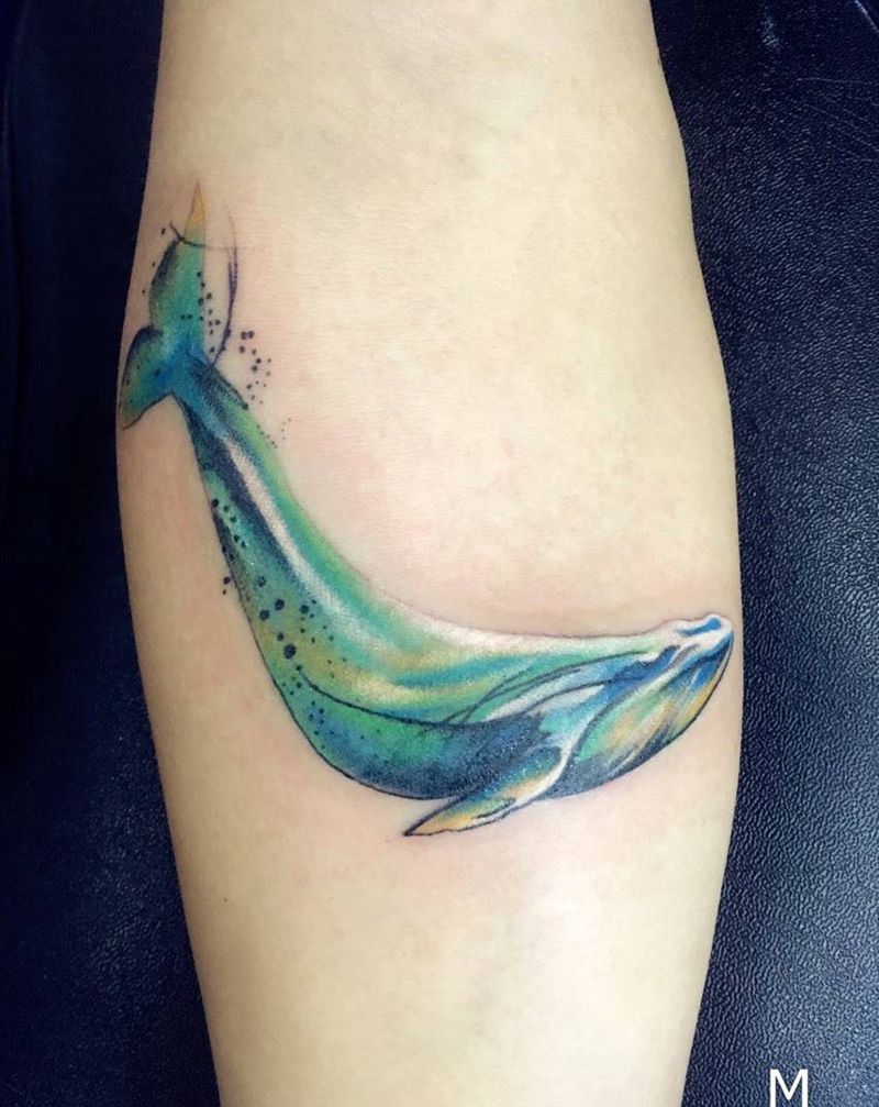 彩色小鲸纹身图片