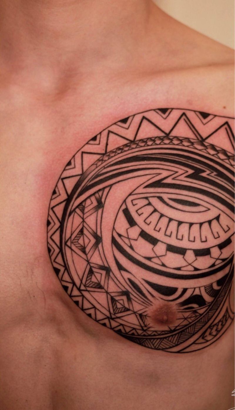 原创图腾半甲纹身图片_胸部图腾半甲纹身图案