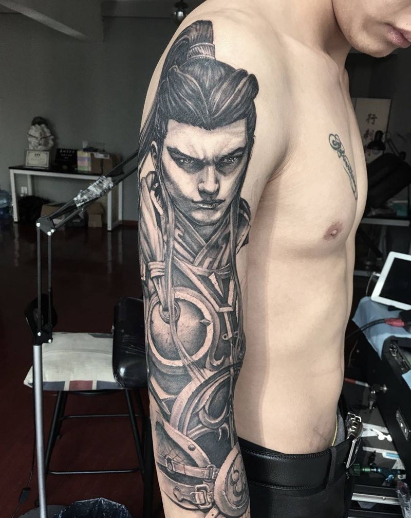 赵子龙未完成纹身图片