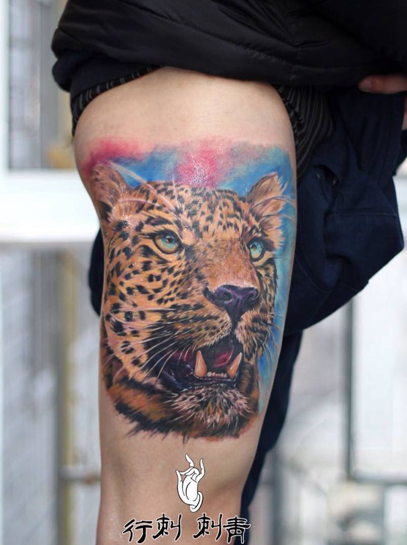 豹头纹身图片