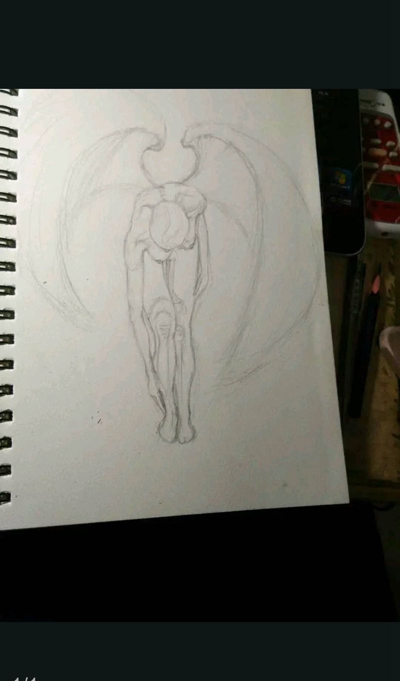 天使纹身图片_背部成品手稿纹身图案