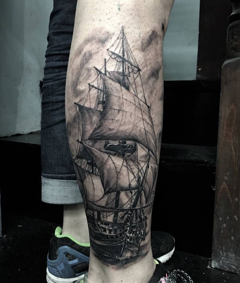 帆船纹身图片