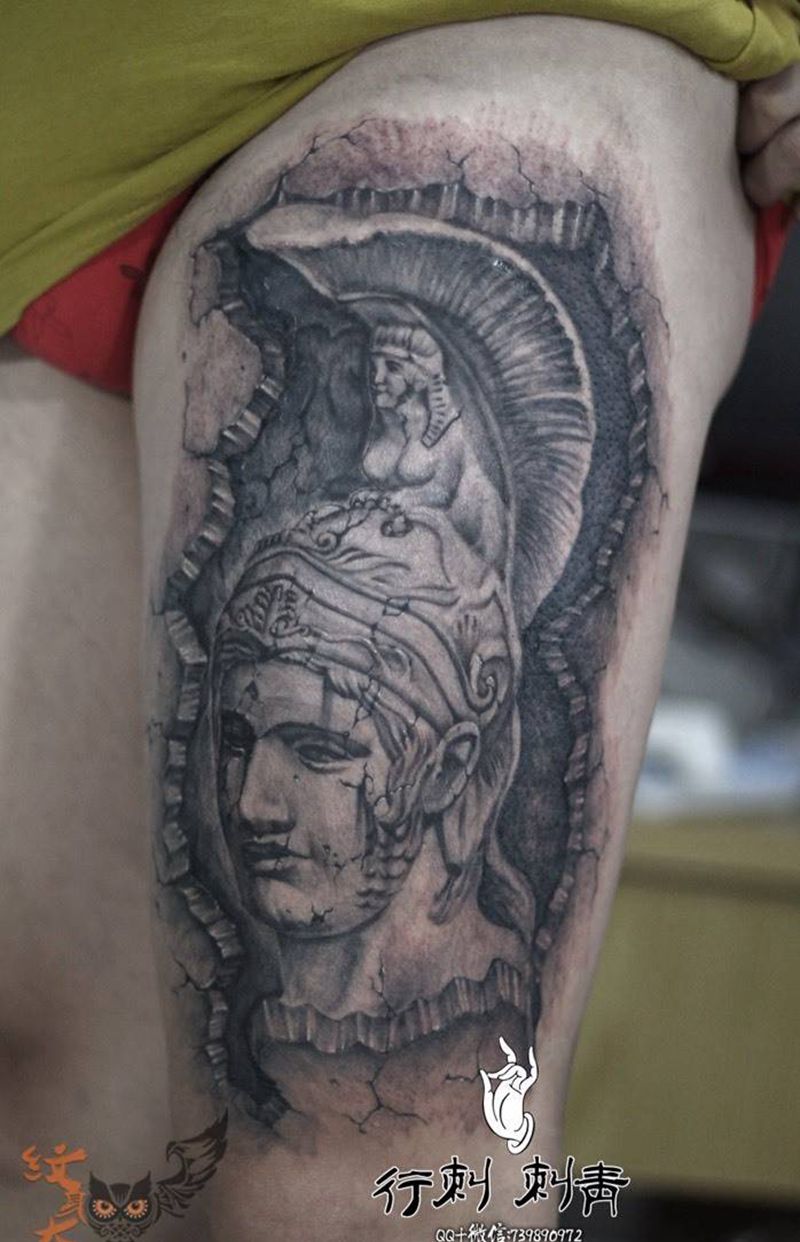 战神纹身图片_肖像欧美宗教纹身图案