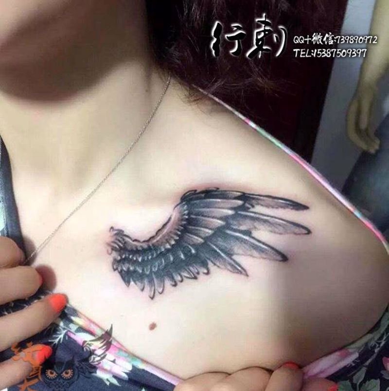 翅膀小遮盖纹身图片