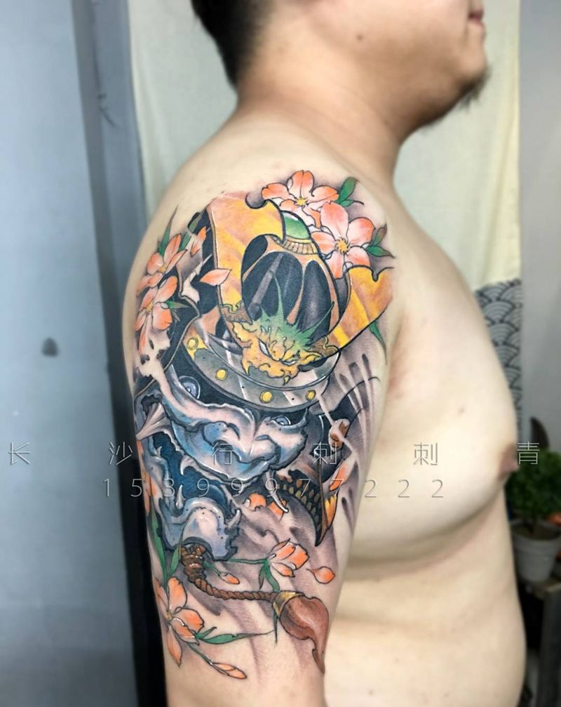 鬼武士纹身图片