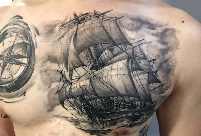 恢复后 帆船纹身图片