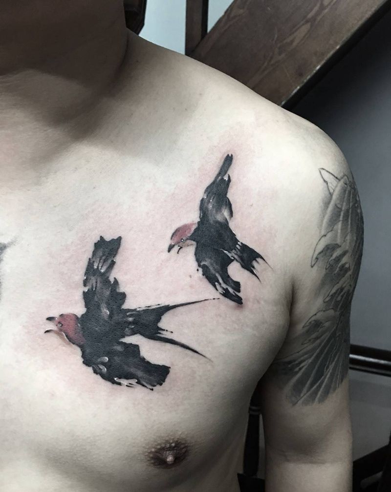 双飞燕纹身图片